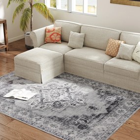 HOMCOM Covor lavabil antiderapant pentru living cu aspect de flanel, 230 x 160 cm, Gri | Aosom Romania