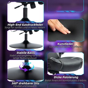 Vinsetto Fotoliu Gaming cu functie de leganare si difuzor, suport lombar si cervical, pentru camera de jocuri, Piele artificiala, Gri+Negru | Aosom Romania