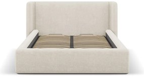 Pat matrimonial crem tapițat cu spațiu de depozitare cu somieră 180x200 cm Jason – Windsor &amp; Co Sofas