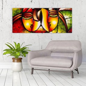 Tablou - Pictură în ulei, chipuri abstracte (120x50 cm)