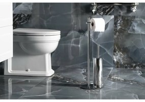 GEDY 143213 Suport Circe cu suport pentru hârtieigienică și perie igienică, rotund, crom
