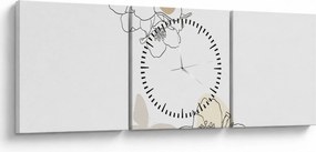 Tablou - Flori bej cu fluture N⁰2 (cu ceas) (90x30 cm)