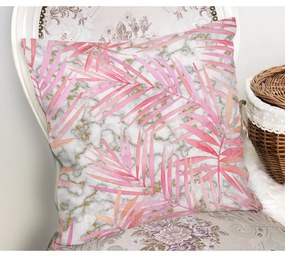 Set 4 fețe de pernă decorative Minimalist Cushion Covers Pink Leaves, 45 x 45 cm