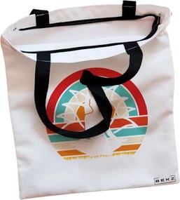 Sacosa de Panza pentru Cumparaturi, Geanta Tote, Yoga 18, Cu fermoar, 38x34.5 cm, Alba, BEKZ®