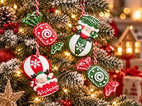 Set 4 bucati ornamente de Craciun CANDY ELF 6 cm