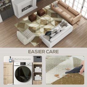 HOMCOM Covor Modern Hipoalergenic și Lavabil cu Efect 3D 230x160cm Galben | Aosom Romania