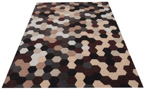 Covor Puzzle Bedora,160x230 cm, 100% lana, multicolor, finisat manual