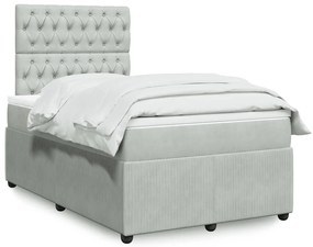 vidaXL Pat box spring cu saltea, gri deschis, 120x190 cm, catifea