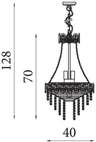 Lustra metal alama satinata, cristal transparent Louis Phillipe