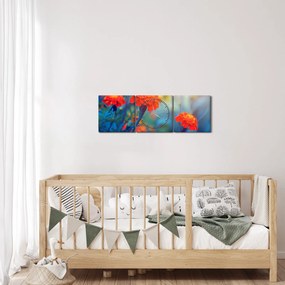 Tablou - Flori portocalii (cu ceas) (90x30 cm)