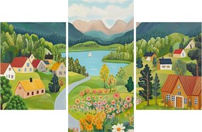 Tablou - Sat în Munți (90x60 cm)