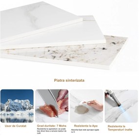 MAU8 - Masa Consola 120x30x78 cm, masuta hol, living, dormitor - Auriu-Alb