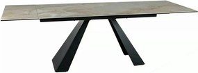 Masă extensibilă SALVADORE, bej lucios/negru, sticlă securizată/cerami