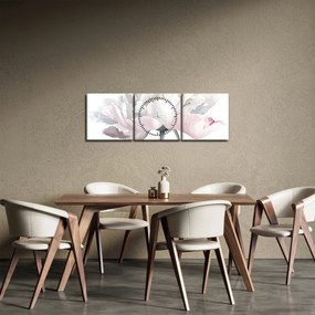 Tablou - Floare de trandafir (cu ceas) (90x30 cm)