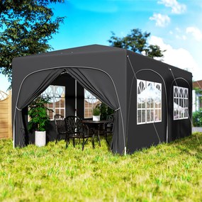 Outsunny Tonelă pliabilă 3 x 6 m Pop-Up, UPF50+ Înălțime reglabilă, cu sac de transport și saci de nisip, gri închis | Aosom Romania