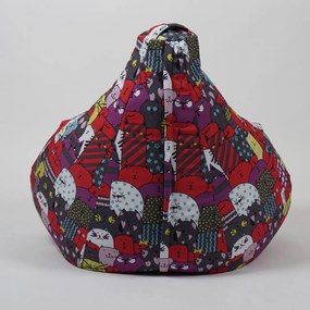 Fotoliu puf copii, Nirvana Light Pufrelax, Material Impermeabil, imprimeu cu pisici - Cattitude