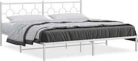 vidaXL Cadru de pat metalic cu tăblie, alb, 200x200 cm