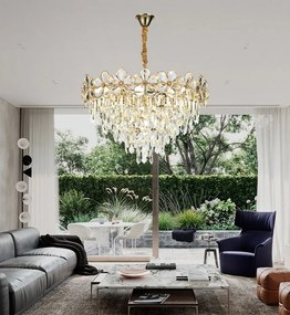 Candelabru 75001-600 – cristale elegante și finisaj auriu, 10 socluri E14 💫