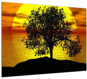 Tablou pe sticlă - Silueta copacilor (70x50 cm)
