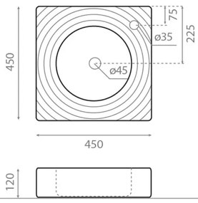 Bathco GOTA 0081 - Lavoar pentru montaj pe blat 45 x 45 cm, porțelan/alb