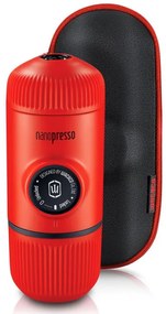 Espressor portabil Wacaco Nanopresso Lava Red, 18bar, 80 ml, Cafea macinata, Fara incarcare sau baterii, Husa, Rosu