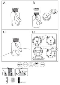 Corp de iluminat LED solar SOLAR LED/0,6W/3,2V IP44 Globo 33979