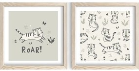 Tablouri pentru copii 2 buc. 33x33 cm Roar - Wallity