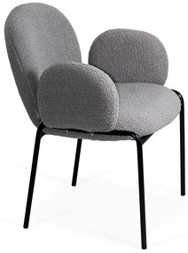 Scaun dining gri boucle cu cadru metalic negru BUC 281