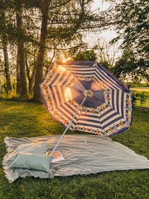 Umbrela de soare alb-albastru, LUMINA 180 cm