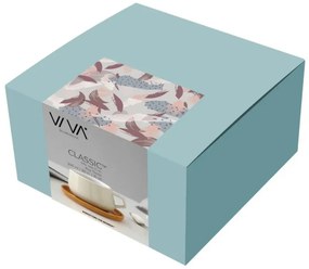 Ceasca pentru ceai cu farfurioara Viva Scandinavia ELLA CLASSIC V79741, 250 ml, Portelan, Alb/Galben