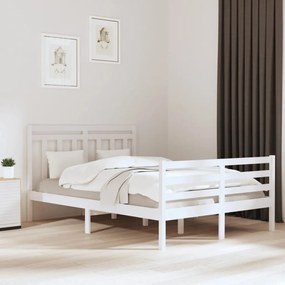 3105316 vidaXL Cadru de pat, alb, 140x200 cm, lemn masiv