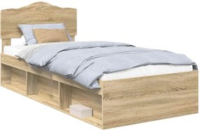 vidaXL Cadru de pat Stejar Sonoma 75 x 190 cm Lemn de pin masiv
