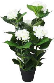 Planta artificiala Hydrangea cu ghiveci, 60 cm, alb 1, Alb, hortensie   60 cm
