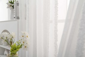 Draperie alba TASMA cu model 140x250 cm Agatat: Inele metalice