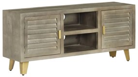 vidaXL Comodă TV, gri, 110x30x48 cm, lemn masiv mango &amp; alamă