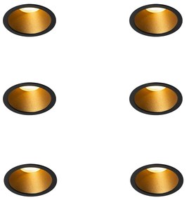 Set de 6 spoturi încastrate moderne negre cu auriu GU10 35mm IP44 - Dept