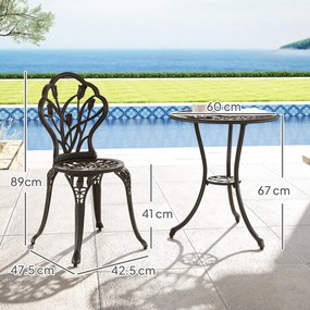 Outsunny Set de Gradina 3 Piese din Aluminiu cu 2 Scaune | Aosom Romania