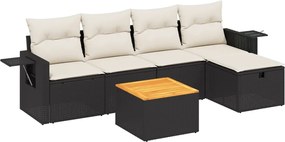 vidaXL Set mobilier de grădină cu perne, 6 piese, negru, poliratan