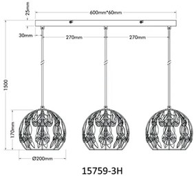 Globo 15759-3H - Pendul suspendat pe cablu MIKA 3xE27/40W/230V