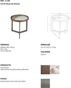 Masuta laterala deosebita design LUX Walnut-Marble