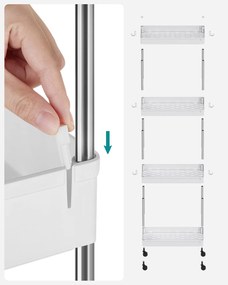 Raft multifunctional pe roti MOBIX cu 4 cosuri, alb