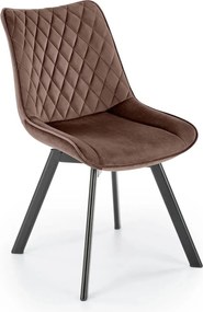 Scaun rotativ K520, maro/negru, stofa catifelata/metal, 45x63x80 cm