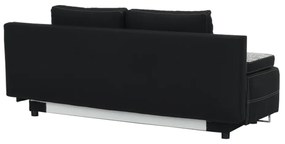 Canapea extensibilă cu spaţiu de depozitare, negru/model, ELIZE