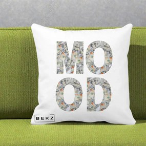 Perna Decorativa MOOD Money Grafic Urban, 40x40 cm, Alba Mata, Husa Detasabila, Perna Inclusa, BEKZ®