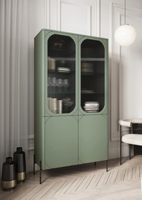 Vitrină cu patru uși Sonatia 100 cm - verde măsliniu