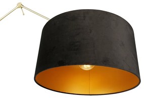 Lampa de podea moderna cu abajur din catifea aurie neagra 50 cm - Editor