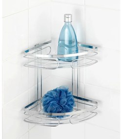 Raft dublu de perete pentru colț, din oțel inoxidabil Wenko Premium