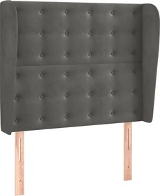 vidaXL Tăblie de pat cu aripioare gri închis 83x23x118/128 cm catifea