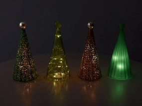 Brad din sticla stralucitor TWINKLE cu iluminare LED 22 cm, nuante maro-verzi