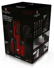 Set cutite otel inoxidabil si ustensile de bucatarie (12 piese) Burgundy Metalic Line Berlinger Haus BH 6248